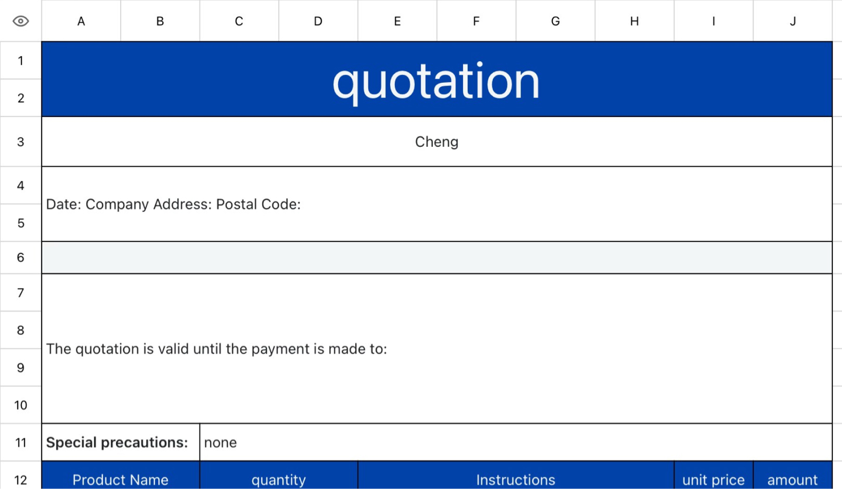 Product Quotation Sheet 1